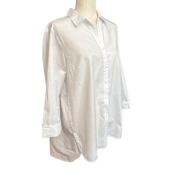 J. Jill Shirt Women L White Side-button Stepped-hem Tunic Side Button Detail - Picture 4 of 12